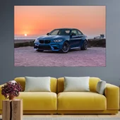 Синьо BMW и залез - картина пано за стена - Thumbnail 1