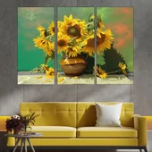 Слънчогледи във ваза - картина пано за стена - Thumbnail 2