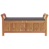 Градинска пейка за съхранение с възглавница 126 см акация масив - VL319717 - Thumbnail 6