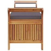 Градинска пейка за съхранение с възглавница 126 см акация масив - VL319717 - Thumbnail 7