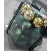 Коледни топки Ø5/6/8/10 см Перлено зелено/златно 29 бр. - Thumbnail 2