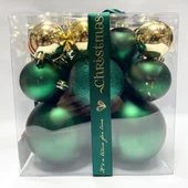 Коледни топки Ø5/6/8/10 см Перлено зелено/златно 29 бр. - Thumbnail 1