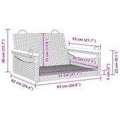 Пейка люлка, сива, 63x62x40 см, полиратан - VL368162 - Thumbnail 9