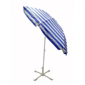 Плажен чадър със сребристо покритие Ø240 см синьо/бяло райе MY GARDEN - Thumbnail 2