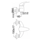 Стенен смесител за душ ф40 мм Napoli FORMA VITA - Thumbnail 2