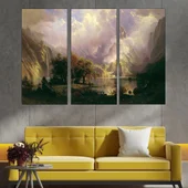 Живопис на езеро в планината - картина пано за стена - Thumbnail 2