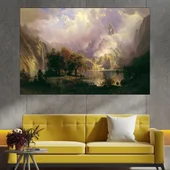 Живопис на езеро в планината - картина пано за стена - Thumbnail 1