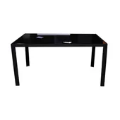 Градинска метална маса със стъклен плот 145x90x72 см черна - Thumbnail 1