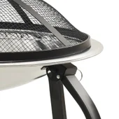 Преносимо огнище барбекю 2-в-1, с ръжен, 56x56x49 см, инокс - Thumbnail 6