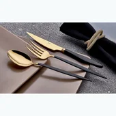 Комплект прибори 24 части злато и черно Istanbul HIRA - Thumbnail 1