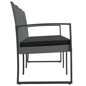 3-местна градинска пейка с възглавници, тъмносива, PP ратан - VL360214 - Thumbnail 4