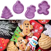 Форми резци за коледни сладки с бутало 4 бр. - Thumbnail 1