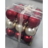 Коледни топки Ø7 см Празнично червено/бронз 27 бр. - Thumbnail 2