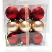 Коледни топки Ø7 см Празнично червено/бронз 27 бр. - Thumbnail 1