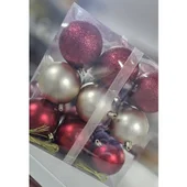 Коледни топки Ø7 см Празнично червено/бронз 27 бр. - Thumbnail 3
