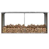 Навес за дърва, поцинкована стомана, 330x92x153 см, кафяв - Thumbnail 1