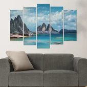 Пейзаж на езеро и скали - картина пано за стена - Thumbnail 3