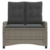 Накланяща се градинска пейка с възглавници сив полиратан - VL368228 - Thumbnail 3