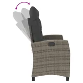 Накланяща се градинска пейка с възглавници сив полиратан - VL368228 - Thumbnail 6