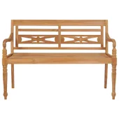 Пейка Батавия с възглавница на сиво каре, 120 см, тик масив - VL3062168 - Thumbnail 3