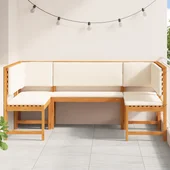 5 части комплект за градинска пейка с възглавници от акациево дърво - VL3329103 - Thumbnail 3