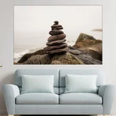 Балансирани камъни на брега - картина пано за стена - Thumbnail 1