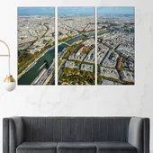 Париж от птичи поглед - картина пано за стена - Thumbnail 2