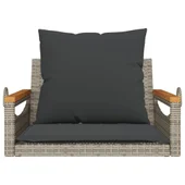 Пейка-люлка с възглавници, сива, 63x62x40 см, полиратан - VL368165 - Thumbnail 4