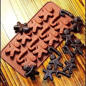 Силиконов молд Човече с 12 гнезда за коледни сладки - Thumbnail 1