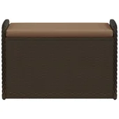 Пейка за съхранение с възглавница кафява 80x51x52 см полиратан - VL365732 - Thumbnail 4