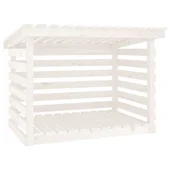 Поставка за дърва за огрев бяла 108x73x79 см масивно дърво бор - Thumbnail 2