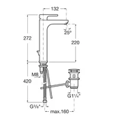 Смесител l20 за умивалник,висока база - Thumbnail 2