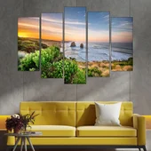 Живописен изгрев на брега на океана - картина пано за стена - Thumbnail 3