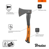 Брадва с дръжка от фибростъкло 600 гр BRADAS - Thumbnail 3