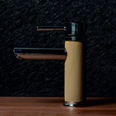 Смесител за умивалник хром-дървесен INTER CERAMIC - Thumbnail 2