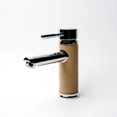 Смесител за умивалник хром-дървесен INTER CERAMIC - Thumbnail 1