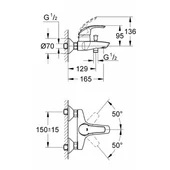 Стенен смесител за вана/душ Eurosmart 33300001 GROHE - Thumbnail 2