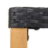 Градинска пейка, 120 см, черна, полиратан и акация масив - Thumbnail 4