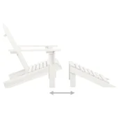 Градински стол "Адирондак" с табуретка и маса, чам масив, бели - Thumbnail 7