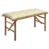 Сгъваема градинска пейка с възглавница, 118 см, бамбук - VL3063866 - Thumbnail 1