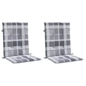 Възглавници за столове 2 бр сиво каре 100x50x3 см - VL314155 - Thumbnail 3