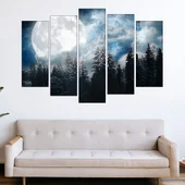 Голяма луна в борова гора - картина пано за стена - Thumbnail 3