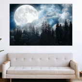 Голяма луна в борова гора - картина пано за стена - Thumbnail 1