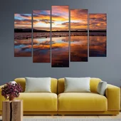 Изгрев над езеро в Япония - картина пано за стена - Thumbnail 3