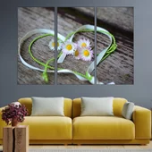 Маргаритки и сърце - картина пано за стена - Thumbnail 2