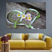 Маргаритки и сърце - картина пано за стена - Thumbnail 1