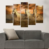 Препускащи коне на плажа  - картина пано за стена - Thumbnail 3