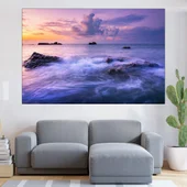 Живописен изгрев на океанския плаж - картина пано за стена - Thumbnail 1
