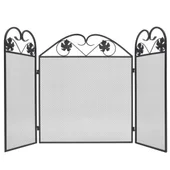 3-панелен параван за камина, желязо, черен - Thumbnail 1