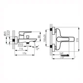 Стенен смесител за вана/душ Adore черен/хром FERRO - Thumbnail 2